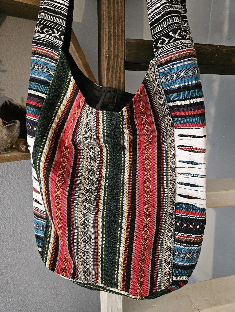 NWT Rising International Boho Sun & Peace Sign Crossbody Bag - Made in Nepal